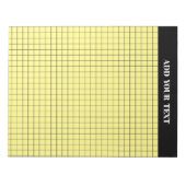 Gepersonaliseerd geel groot grafiekpapier notitieblok (Voorkant)