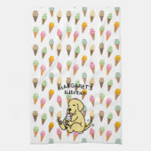 Gepersonaliseerd geel lab dat ijskap schuurt theedoek (Verticaal)