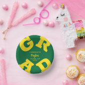 Gepersonaliseerd geel op groen Afstuderen Papieren Kommen (Feest)