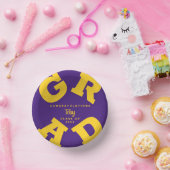 Gepersonaliseerd geel op Paars Afstuderen Papieren Kommen (Feest)