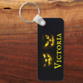 Gepersonaliseerd geel op zwarte, crème pompoen gez sleutelhanger (Voorkant)