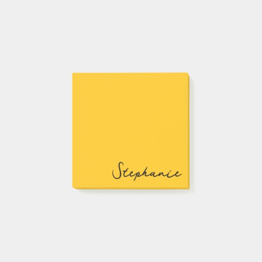 Gepersonaliseerd Geel Script Post it Sticky Notes (Voorkant)