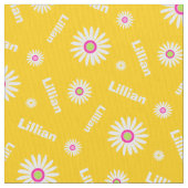 Gepersonaliseerd geel wit madeliefpatroon stof (Close Up)
