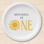 Gepersonaliseerd Geel Zon Eerste Verjaardagsfeest Papieren Bordje<br><div class="desc">Plant u een eerste verjaardagsfeestje? Deze schattige borden van het eerste verjaardagspartij zijn versierd met een gele waterverf zon. Ze zijn gemakkelijk aan te passen. Originele Waterverf © Michele Davies.</div>