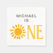 Gepersonaliseerd Geel Zon Eerste Verjaardagsfeest Servet (Voorkant)