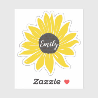 Gepersonaliseerd geel Zonnebloem Vinyl Sticker
