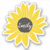 Gepersonaliseerd geel Zonnebloem Vinyl Sticker (Voorkant)