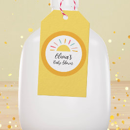 Gepersonaliseerd geel zonneschijn Baby shower Cadeaulabel