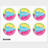 Gepersonaliseerd Geen Peeking Bright Neon Kerstboo Ronde Sticker (Vel)
