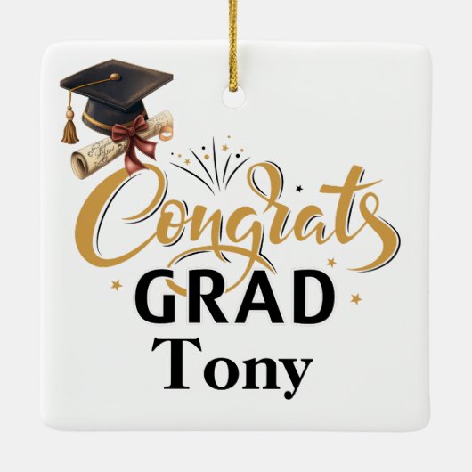 Gepersonaliseerd Gefeliciteerd Afstuderen Christma Keramisch Ornament (Achterkant)