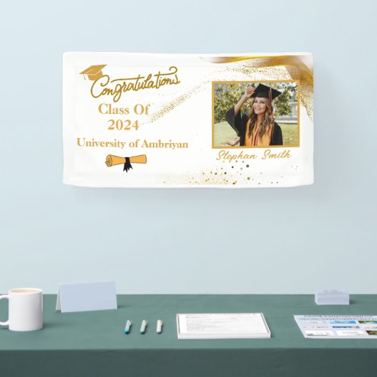 Gepersonaliseerd Gefeliciteerd afstuderen Modern Spandoek (Beurs)