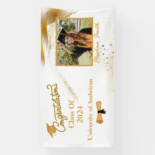 Gepersonaliseerd Gefeliciteerd afstuderen Modern Spandoek (Verticaal)