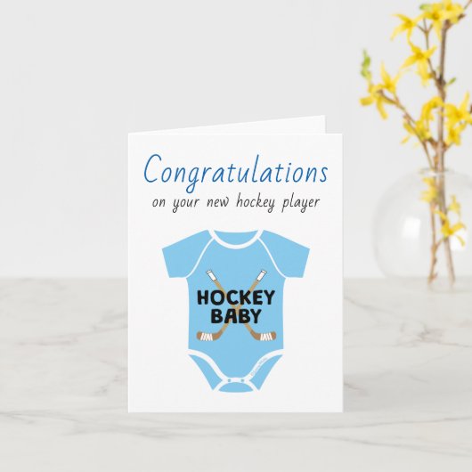 Gepersonaliseerd Gefeliciteerd Hockey-Baby shower Kaart (Gele Bloem)