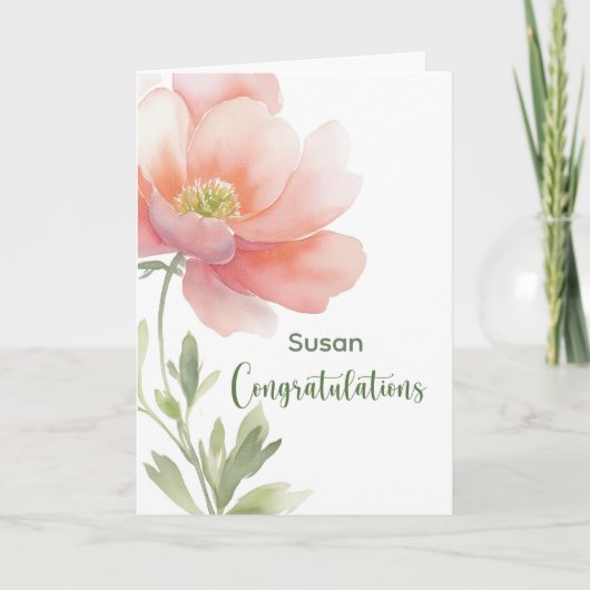 Gepersonaliseerd gefeliciteerd waterverf bloem kaart (Voorkant)