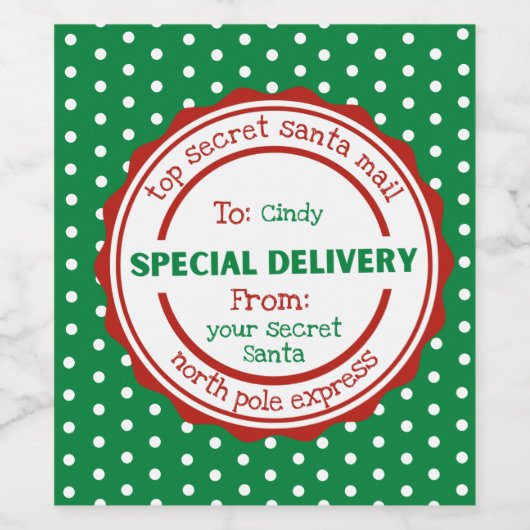 Gepersonaliseerd geheim etiket voor Santa Gift Win (Enkel label)