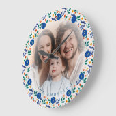 Gepersonaliseerd geheugen voor grote fotocollage v grote klok (Hoek)