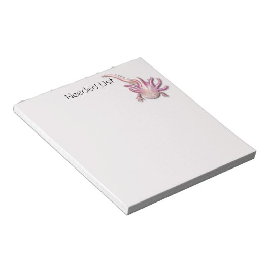 Gepersonaliseerd geïllustreerd Albino Axolotl Notitieblok (Schuin)