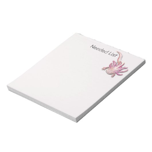 Gepersonaliseerd geïllustreerd Albino Axolotl Notitieblok (Linkerzijde)