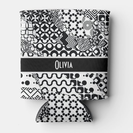 Gepersonaliseerd, Gek Zwart & Wit Patroon 7 Blikjeskoeler (Voorkant)