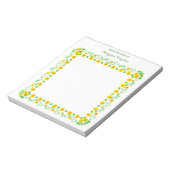 Gepersonaliseerd  gele bloemen van het bureau van notitieblok (Linkerzijde)