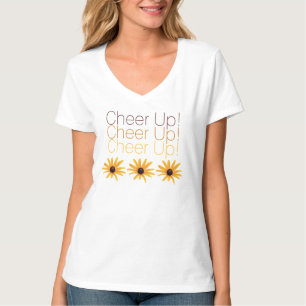 Gepersonaliseerd gele bloemen vrolijken bruin op t-shirt