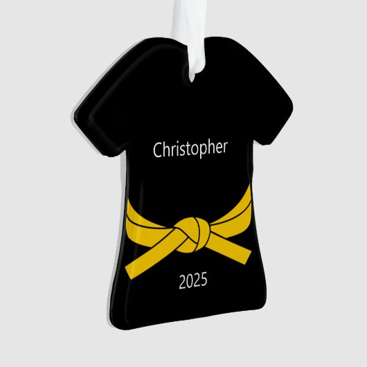 Gepersonaliseerd gele gordel ornament (voorkant)