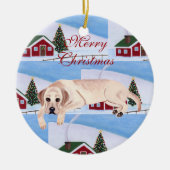 Gepersonaliseerd gele lab Puppy Kerstmis Keramisch Ornament (Voorkant)