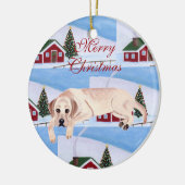 Gepersonaliseerd gele lab Puppy Kerstmis Keramisch Ornament (Links)
