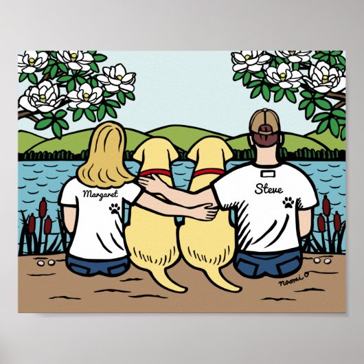 Gepersonaliseerd gele labrador Family Blonde Long Poster (Voorkant)