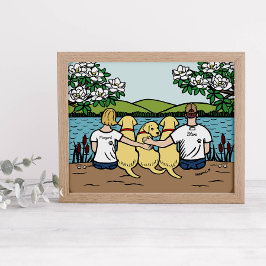 Gepersonaliseerd gele labrador Family Blonde Short Poster
