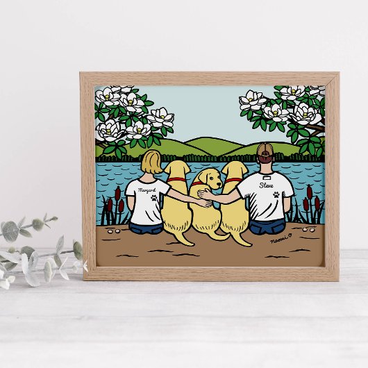 Gepersonaliseerd gele labrador Family Blonde Short Poster