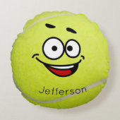 Gepersonaliseerd gele tennis Ball grappig gezicht Rond Kussen (Voorkant)