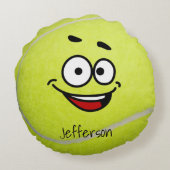 Gepersonaliseerd gele tennis Ball grappig gezicht Rond Kussen (Achterkant)