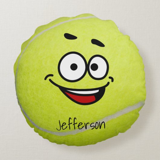 Gepersonaliseerd gele tennis Ball grappig gezicht Rond Kussen (Achterkant)