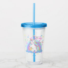 Gepersonaliseerd geloof in de naam van eenhoorns acryl drinkbeker