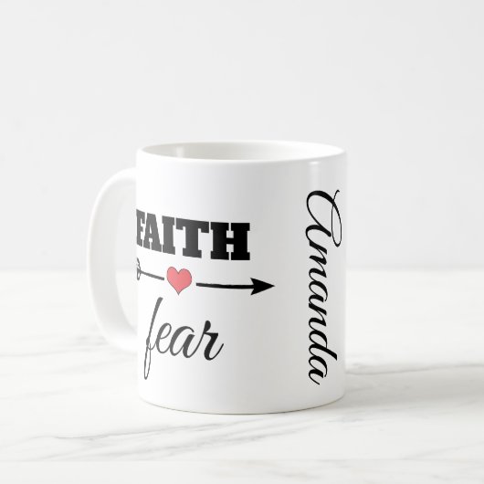 Gepersonaliseerd geloof over angst Red Heart Arrow Koffiemok (Voorkant links)
