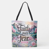 Gepersonaliseerd geloof over angst voor Christelij Tote Bag (Achterkant)