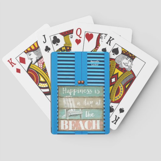 Gepersonaliseerd "Geluk is een dag in het strand" Pokerkaarten (Achterkant)