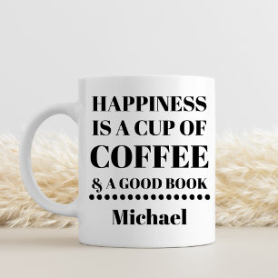 Gepersonaliseerd Geluk Is Koffie & Een Goed Boek Koffiemok