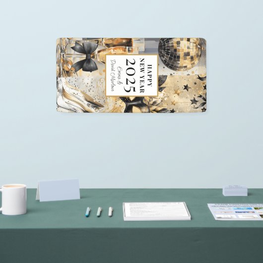 Gepersonaliseerd Gelukkig Nieuwjaar 2025 Spandoek (Beurs)