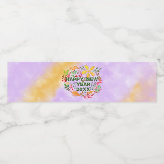 GEPERSONALISEERD GELUKKIG NIEUWJAAR 20XX WATERFLES ETIKET (Enkel label)