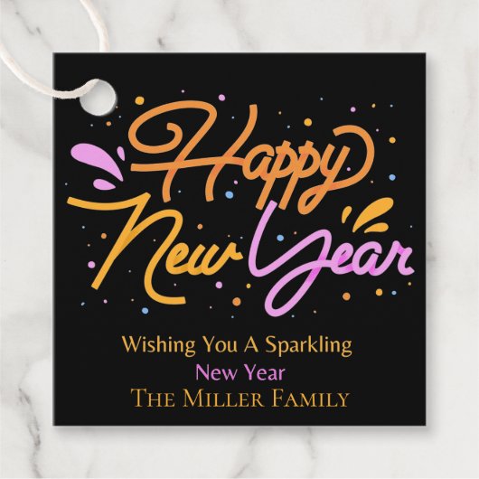 Gepersonaliseerd, gelukkig nieuwjaar cadeau-Label, Bedankjes Labels (Voorkant)