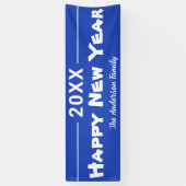 Gepersonaliseerd Gelukkig Nieuwjaar Modern Blauw F Spandoek (Verticaal)