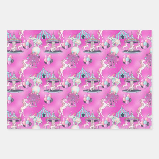 Gepersonaliseerd Gelukkig Verjaardagscircus Inpakpapier Vel (Voorkant)