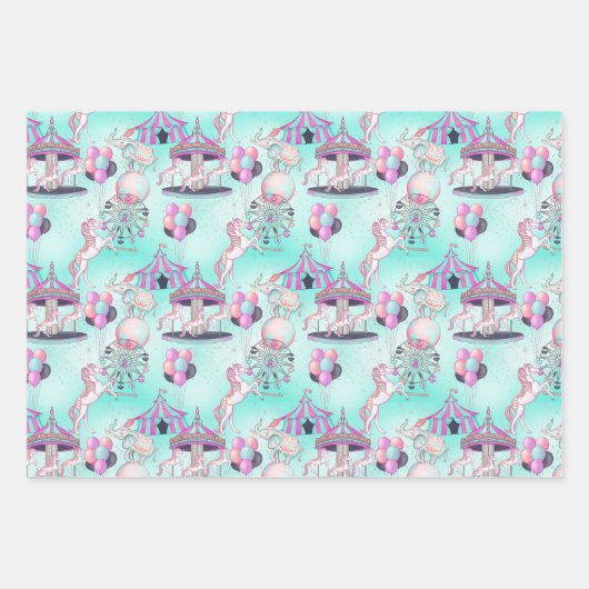 Gepersonaliseerd Gelukkig Verjaardagscircus Inpakpapier Vel (Voorkant)