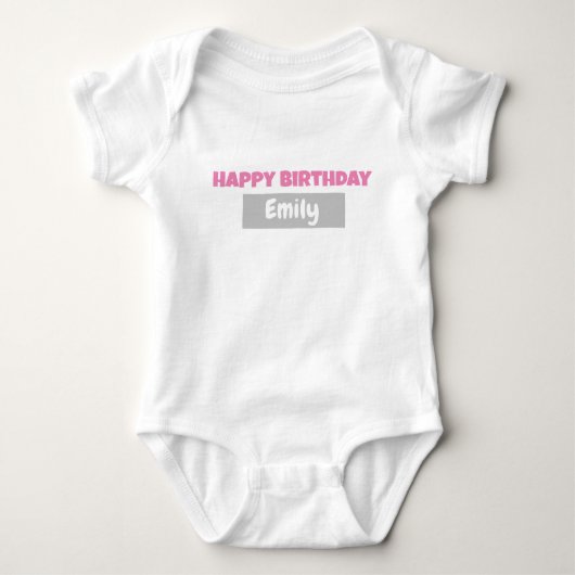 GEPERSONALISEERD GELUKKIGE VERJAARDAG Baby Bodysui Romper (Voorkant)