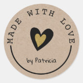 Gepersonaliseerd gemaakt met de gouden hartslag va ronde sticker (Voorkant)