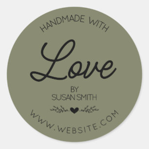 Gepersonaliseerd gemaakt met liefde handgemaakt ronde sticker