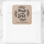 Gepersonaliseerd gemaakt met liefde Kraft Square S Vierkante Sticker (Tas)