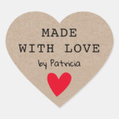 Gepersonaliseerd gemaakt met liefde rood hart kraf hart sticker (Voorkant)